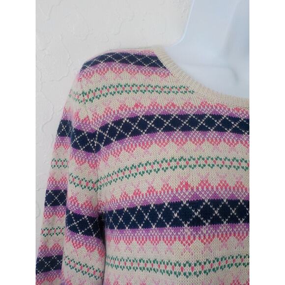 Talbots Knit Cardigan Sweater Women Medium Geometric Stripes Back Full Zip NWT - Picture 4 of 11